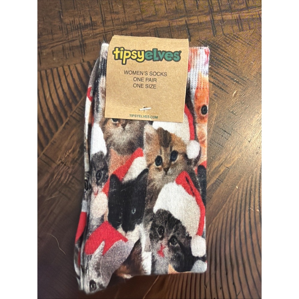 TIPSY ELVES Christmas Cats women's socks New